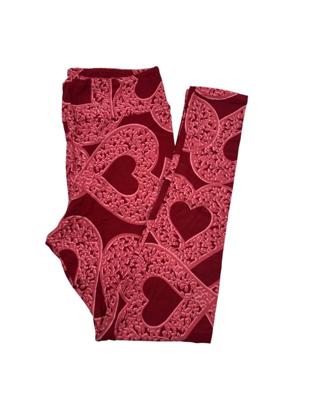 LuLaRoe TC Leggings Womens Tall Curvy Valentines Lace Cookies Red Pink New